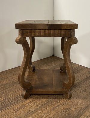 Homeroots Modern Farmhouse Solid Wood Scroll End Table   387803