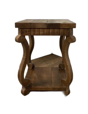 Homeroots Modern Farmhouse Solid Wood Scroll End Table   387803
