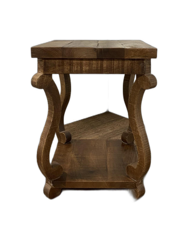 Homeroots Modern Farmhouse Solid Wood Scroll End Table   387803