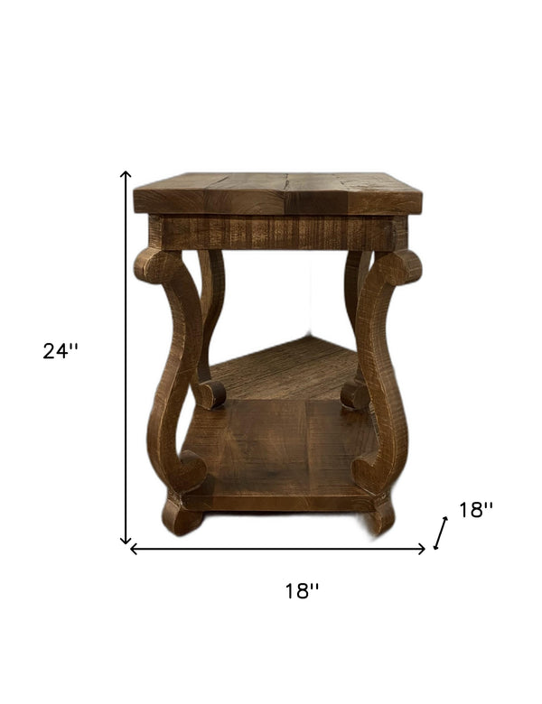 Homeroots Modern Farmhouse Solid Wood Scroll End Table   387803