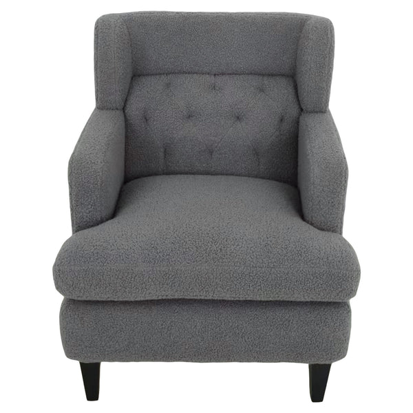 English Elm Christopher Knight Home® - Upholstered Teddy Fleece Armchair with Tufted Back, Contemporary Cozy Accent Seat for Living Room DARK GREY N763P193158R
