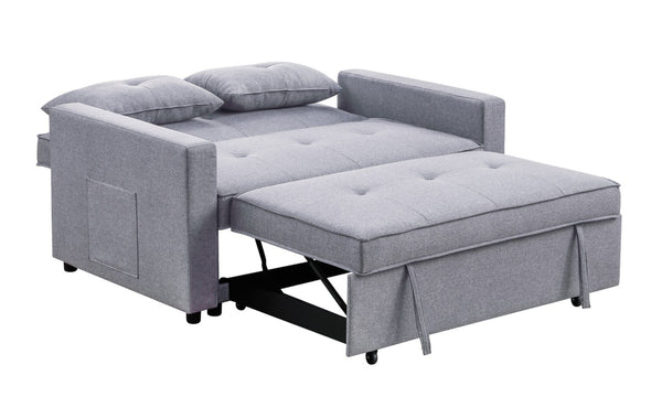 English Elm Zaira Linen Convertible Sleeper Loveseat with Side Pocket for Small Spaces Light Gray B2749S00011