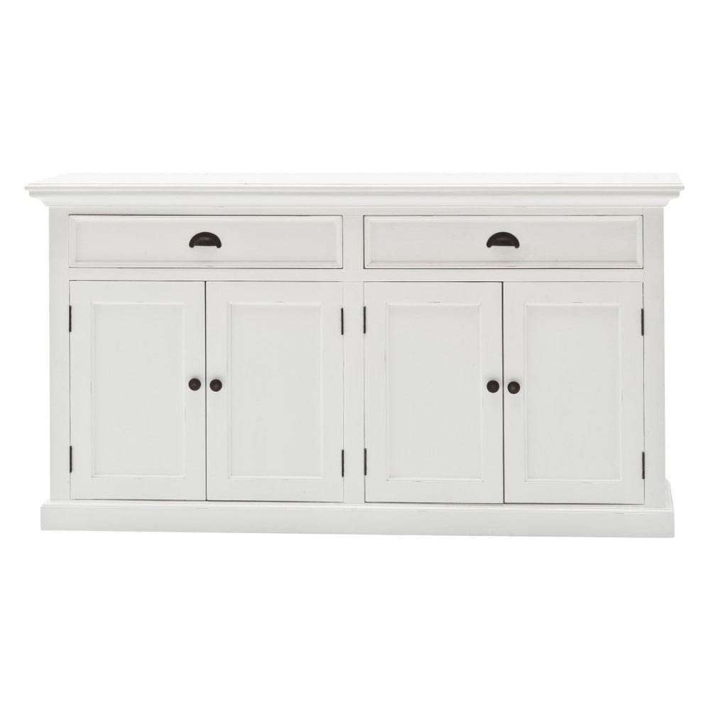 HomeRoots Modern Farmhouse White Buffet Server – Elegant Storage Solution with Black Hardware for Any Space 387886
