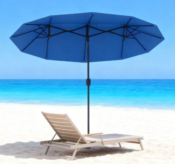 English Elm Outdoor Patio Umbrella Double Canopy 12 Rib Steel Frame with Tilt Vented Top T3971P425633