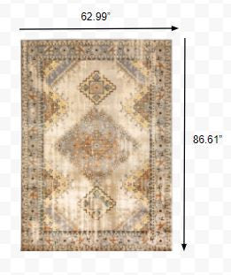 Homeroots 5' X 7' Gray And Beige Aztec Pattern Area Rug  Polypropylene 387928