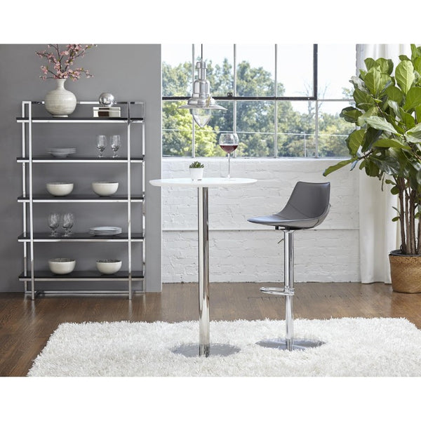 EuroStyle Cookie Round Bar Table with Steel Column for Kitchen Nook or Home Bar Seating Matte White 38792MTWHT-KIT