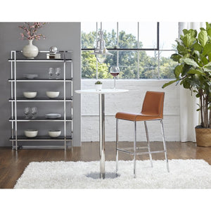 EuroStyle Cookie Round Bar Table with Steel Column for Kitchen Nook or Home Bar Seating Matte White 38792MTWHT-KIT