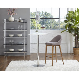 EuroStyle Cookie Round Bar Table with Steel Column for Kitchen Nook or Home Bar Seating Matte White 38792MTWHT-KIT
