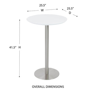 EuroStyle Cookie Round Bar Table with Steel Column for Kitchen Nook or Home Bar Seating Matte White 38792MTWHT-KIT