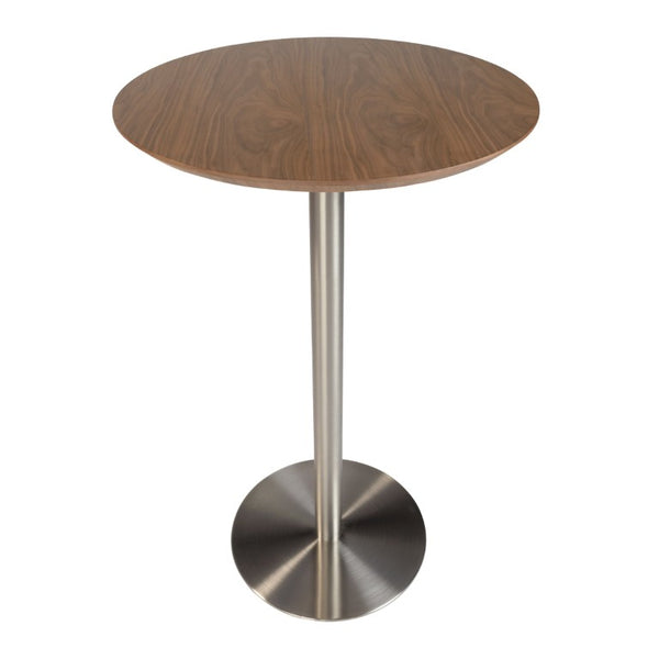 EuroStyle Cookie Round Bar Table with Steel Column for Kitchen Nook or Home Bar Seating Walnut 38792WAL-KIT