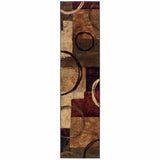 Homeroots 2' X 8' Brown And Black Abstract Geometric Runner Rug  Polypropylene 387933