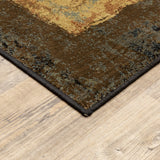 Homeroots 2' X 8' Brown And Black Abstract Geometric Runner Rug  Polypropylene 387933