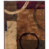 Homeroots 2' X 8' Brown And Black Abstract Geometric Runner Rug  Polypropylene 387933