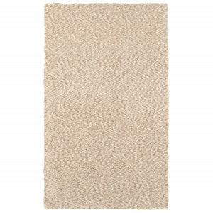 Homeroots 3' X 5' Beige Shag Hand Tufted Area Rug Tan Polyester 387934