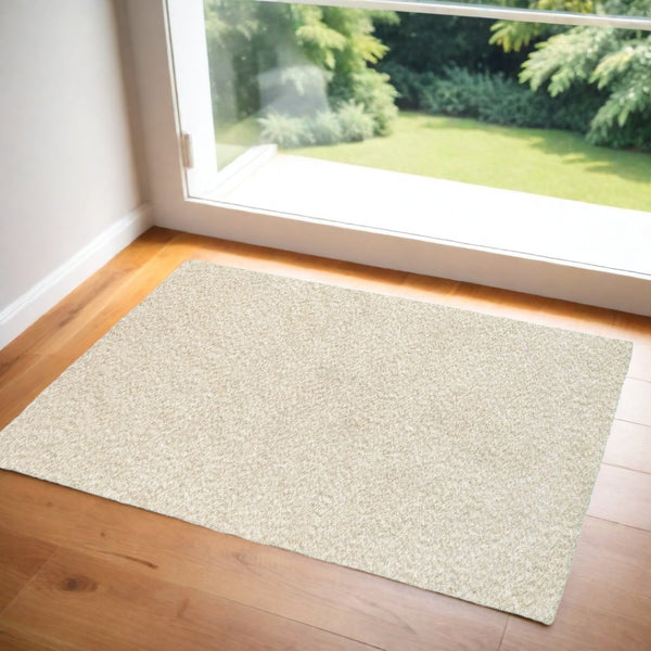 HomeRoots 3' Ivory Shag Area Rug - Luxurious Hand-Tufted Comfort for Living Rooms, Bedrooms & More 3' x 5' 387935