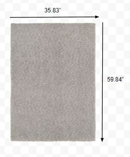 Homeroots 3' X 5' Modern Shaggy Soft Gray Indoor Area Rug Grey Polyester 387936