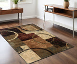 Homeroots 4' X 6' Brown And Black Abstract Geometric Area Rug  Polypropylene 387939