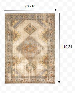 Homeroots 7' X 9' Gray And Beige Aztec Pattern Area Rug  Polypropylene 387940