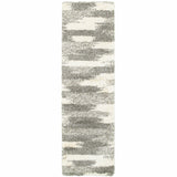 Homeroots 2' X 8' Gray And Ivory Geometric Pattern Runner Rug  Polypropylene 387945