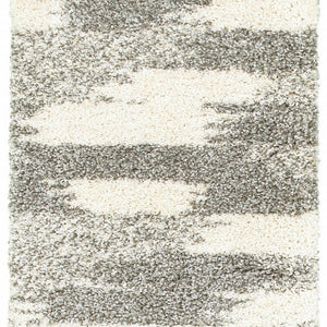 HomeRoots 2' Modern Gray and Ivory Geometric Pattern Runner Rug for Stylish Hallways and Entryways Decor 2'3" x 7'6" 387945