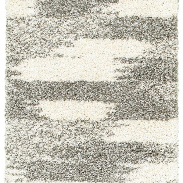 HomeRoots 2' Modern Gray and Ivory Geometric Pattern Runner Rug for Stylish Hallways and Entryways Decor 2'3" x 7'6" 387945