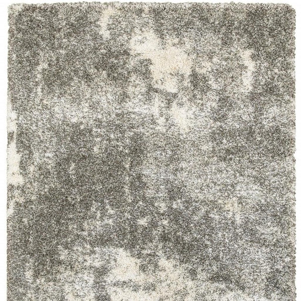 HomeRoots 2' Stylish Gray and Ivory Distressed Abstract Runner Rug for Elegant Hallways and Entryways Decor Grey/ Ivory 3'10" x 5'5" 387947
