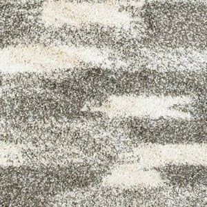 HomeRoots 2' Modern Gray and Ivory Geometric Pattern Runner Rug for Stylish Hallways and Entryways Decor 3'10" x 5'5" 387948