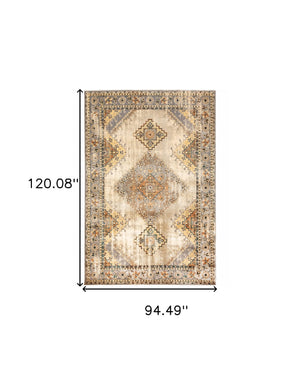 Homeroots 8’ X 10’ Gray And Beige Aztec Pattern Area Rug  Polypropylene 387949