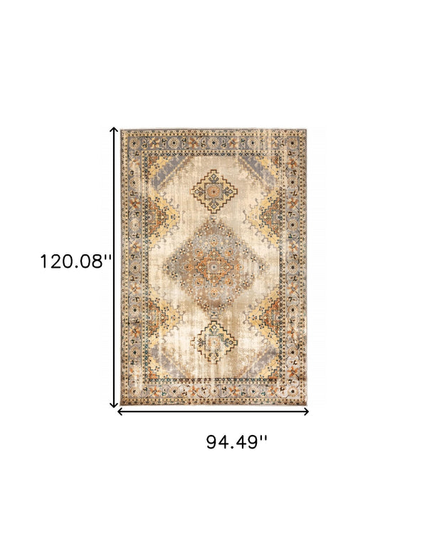 Homeroots 8’ X 10’ Gray And Beige Aztec Pattern Area Rug  Polypropylene 387949