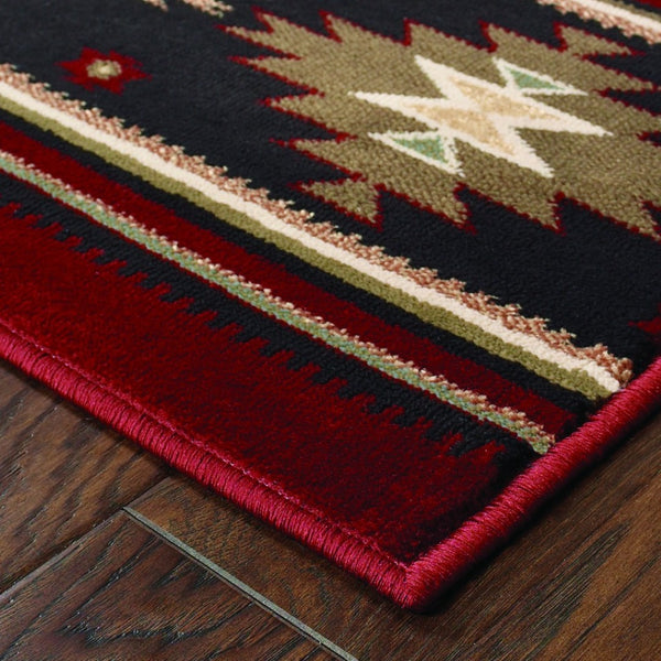 HomeRoots 4' Bold Red and Beige Ikat Pattern Area Rug - Bohemian Charm, Durable, Stain Resistant, Cozy Style 5' X 8' Rectangle 387959