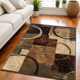 Homeroots 5' X 8' Brown And Black Abstract Geometric Area Rug  Polypropylene 387960