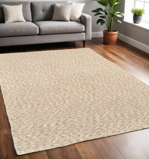 HomeRoots 3' Luxurious Beige Shag Hand-Tufted Area Rug - Plush Comfort for Living Rooms, Bedrooms & Offices 5' x 7' 387961