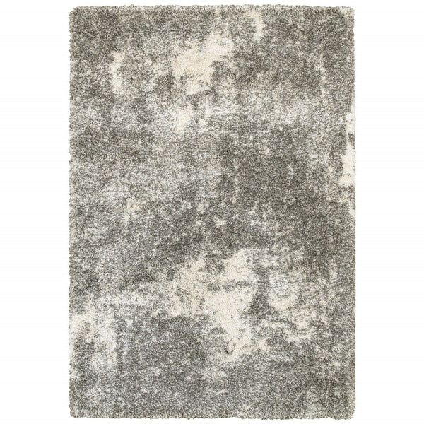 HomeRoots 2' Stylish Gray and Ivory Distressed Abstract Runner Rug for Elegant Hallways and Entryways Decor Grey/ Ivory 5'3" x 7'6" 387965