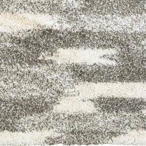 HomeRoots 2' Modern Gray and Ivory Geometric Pattern Runner Rug for Stylish Hallways and Entryways Decor 5'3" x 7'6" 387966