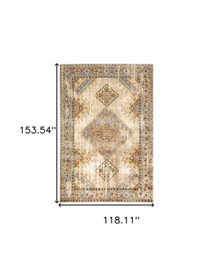 Homeroots 10' X 13' Gray And Beige Aztec Pattern Area Rug  Polypropylene 387967