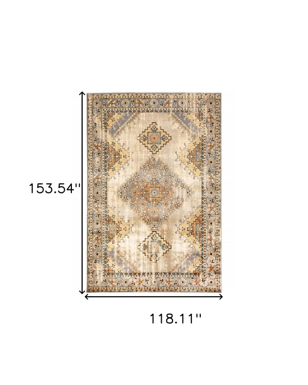 Homeroots 10' X 13' Gray And Beige Aztec Pattern Area Rug  Polypropylene 387967