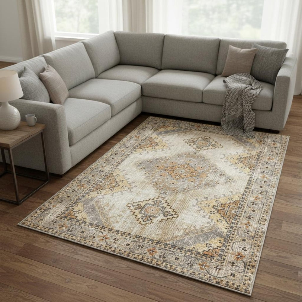 HomeRoots 10' Gray and Beige Aztec Pattern Area Rug - Southwestern Vintage Design for Comfortable Living Spaces 9'10" x 12'10" 387967