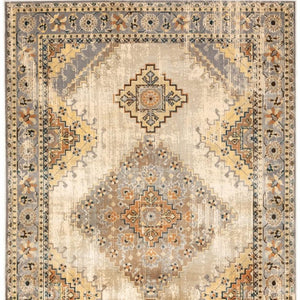 HomeRoots 10' Gray and Beige Aztec Pattern Area Rug - Southwestern Vintage Design for Comfortable Living Spaces 9'10" x 12'10" 387967