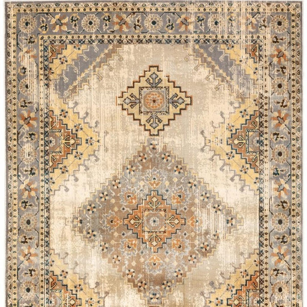 HomeRoots 10' Gray and Beige Aztec Pattern Area Rug - Southwestern Vintage Design for Comfortable Living Spaces 9'10" x 12'10" 387967