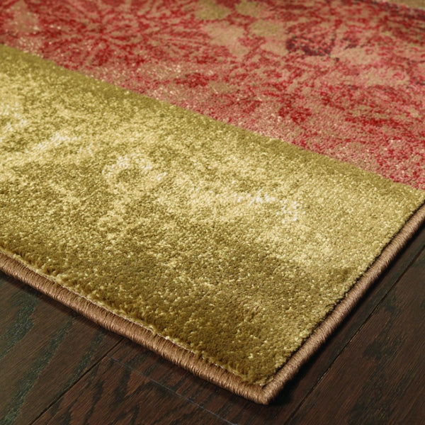 HomeRoots 4' Beige and Brown Floral Block Area Rug - Elegant Design for Living Spaces, Durable & Easy Care 7'8" Round 387971