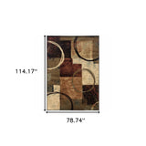 Homeroots 7' X 10' Brown And Black Abstract Geometric Area Rug  Polypropylene 387974