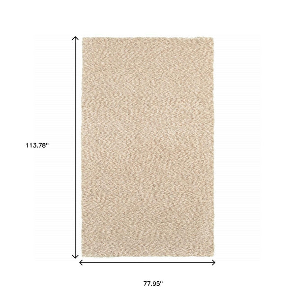 Homeroots 7' X 10' Modern Soft Tan Indoor Area Rug Tan Polyester 387979