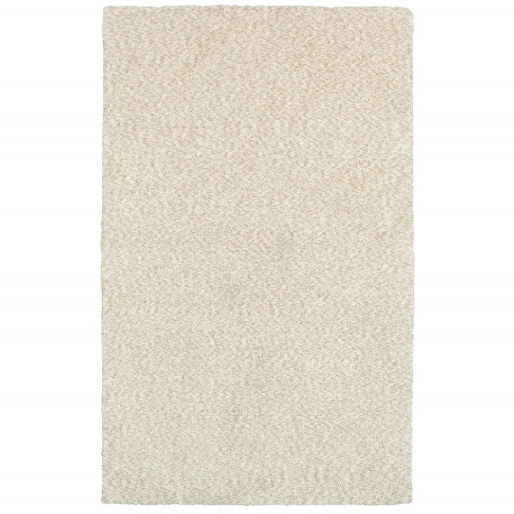 HomeRoots 3' Ivory Shag Area Rug - Luxurious Hand-Tufted Comfort for Living Rooms, Bedrooms & More 6'6" x 9'6" 387980