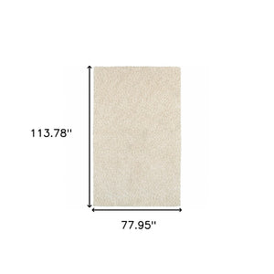 HomeRoots 3' Ivory Shag Area Rug - Luxurious Hand-Tufted Comfort for Living Rooms, Bedrooms & More 6'6" x 9'6" 387980
