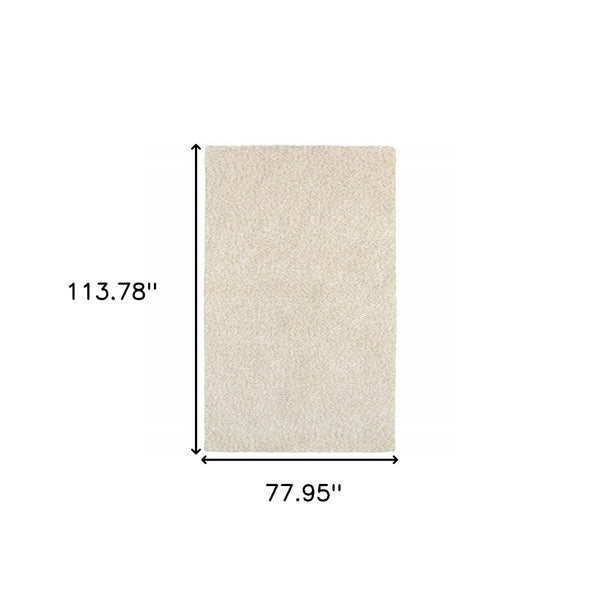 HomeRoots 3' Ivory Shag Area Rug - Luxurious Hand-Tufted Comfort for Living Rooms, Bedrooms & More 6'6" x 9'6" 387980