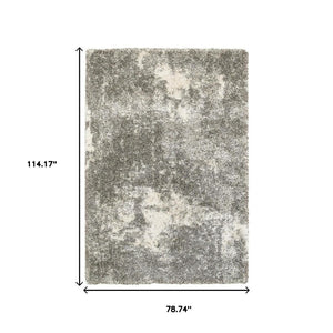 HomeRoots 2' Stylish Gray and Ivory Distressed Abstract Runner Rug for Elegant Hallways and Entryways Decor Grey/ Ivory 6'7" x 9'6" 387984