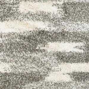 HomeRoots 2' Modern Gray and Ivory Geometric Pattern Runner Rug for Stylish Hallways and Entryways Decor 6'7" x 9'6" 387986