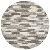 Homeroots 8’ Round Gray And Ivory Geometric Pattern Area Rug  Polypropylene 387987