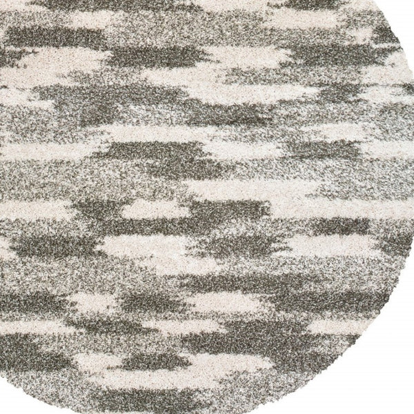 HomeRoots 2' Modern Gray and Ivory Geometric Pattern Runner Rug for Stylish Hallways and Entryways Decor 7'10" Round 387987