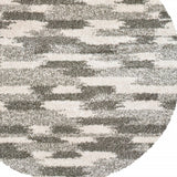 Homeroots 8’ Round Gray And Ivory Geometric Pattern Area Rug  Polypropylene 387987